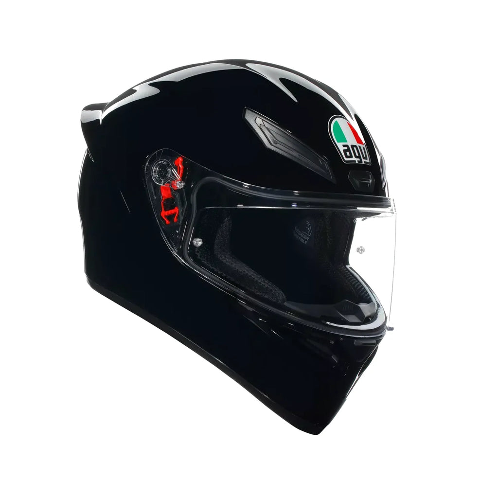 AGV K1 S Solid helmet in gloss black, full face with clear visor