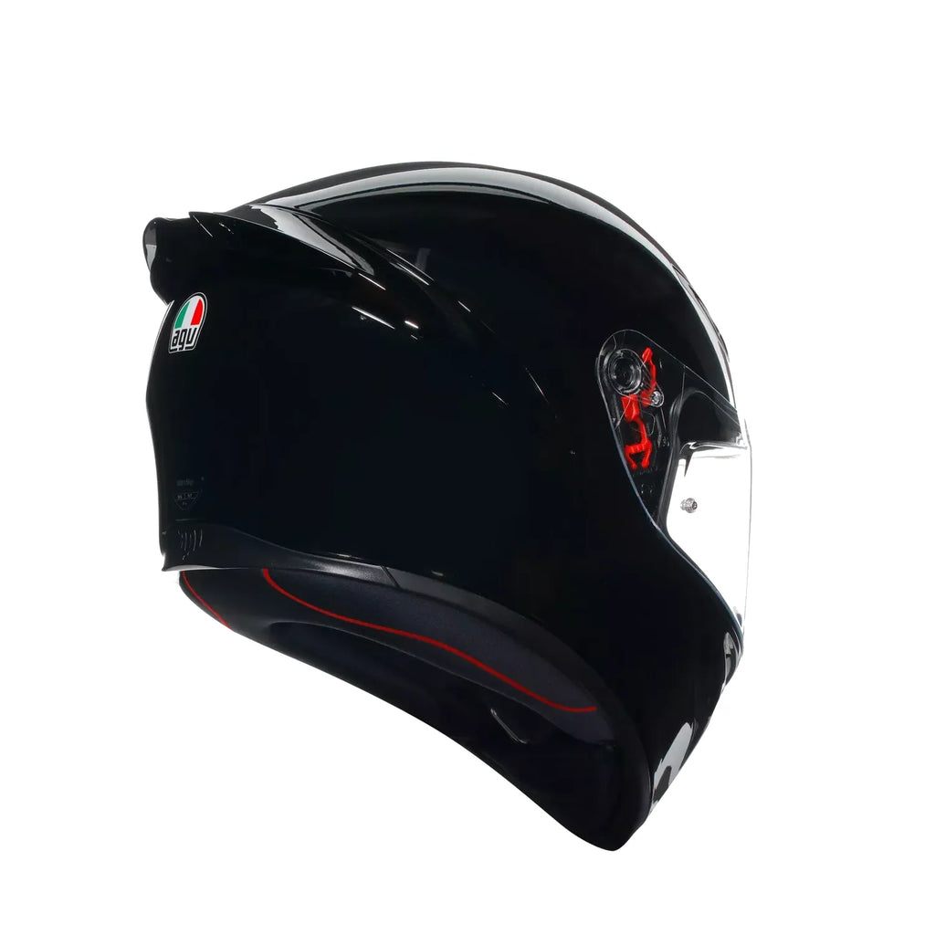 AGV K1 S gloss black helmet side profile with ventilation