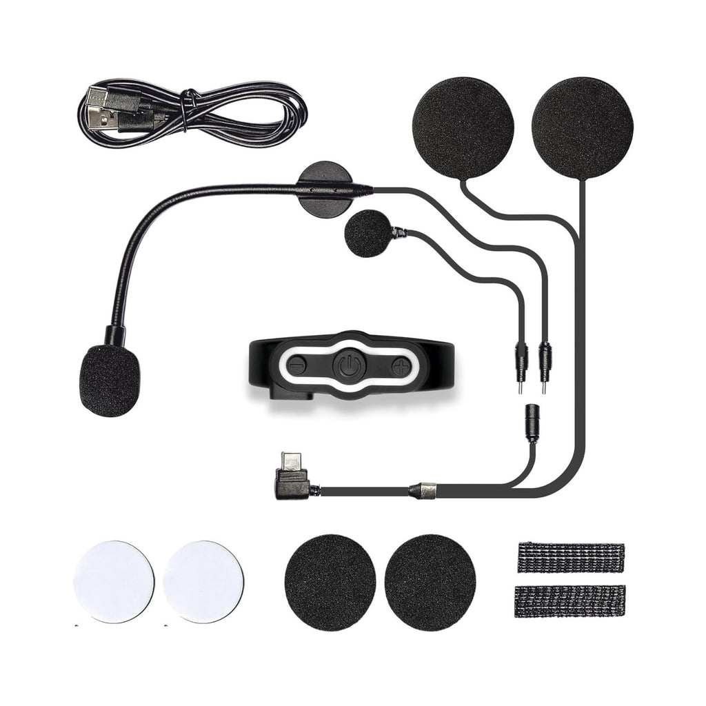 ASG SG-02 Bluetooth headset with microphone boom, wiring, and spare ear pads