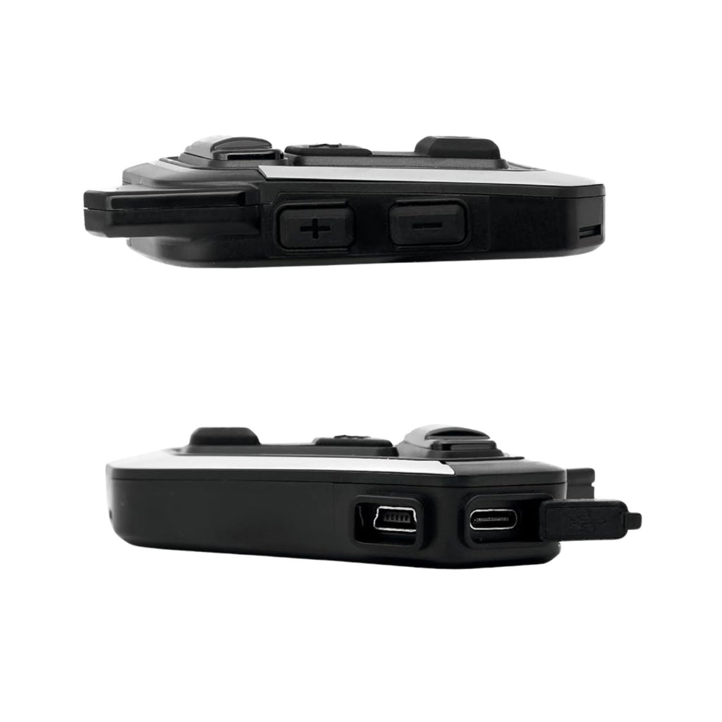 SG10 Bluetooth mesh intercom side view with charging Type-C and speaker ports