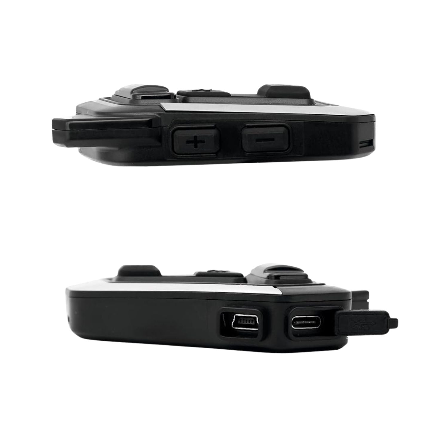 SG10 Bluetooth mesh intercom side view with charging Type-C and speaker ports