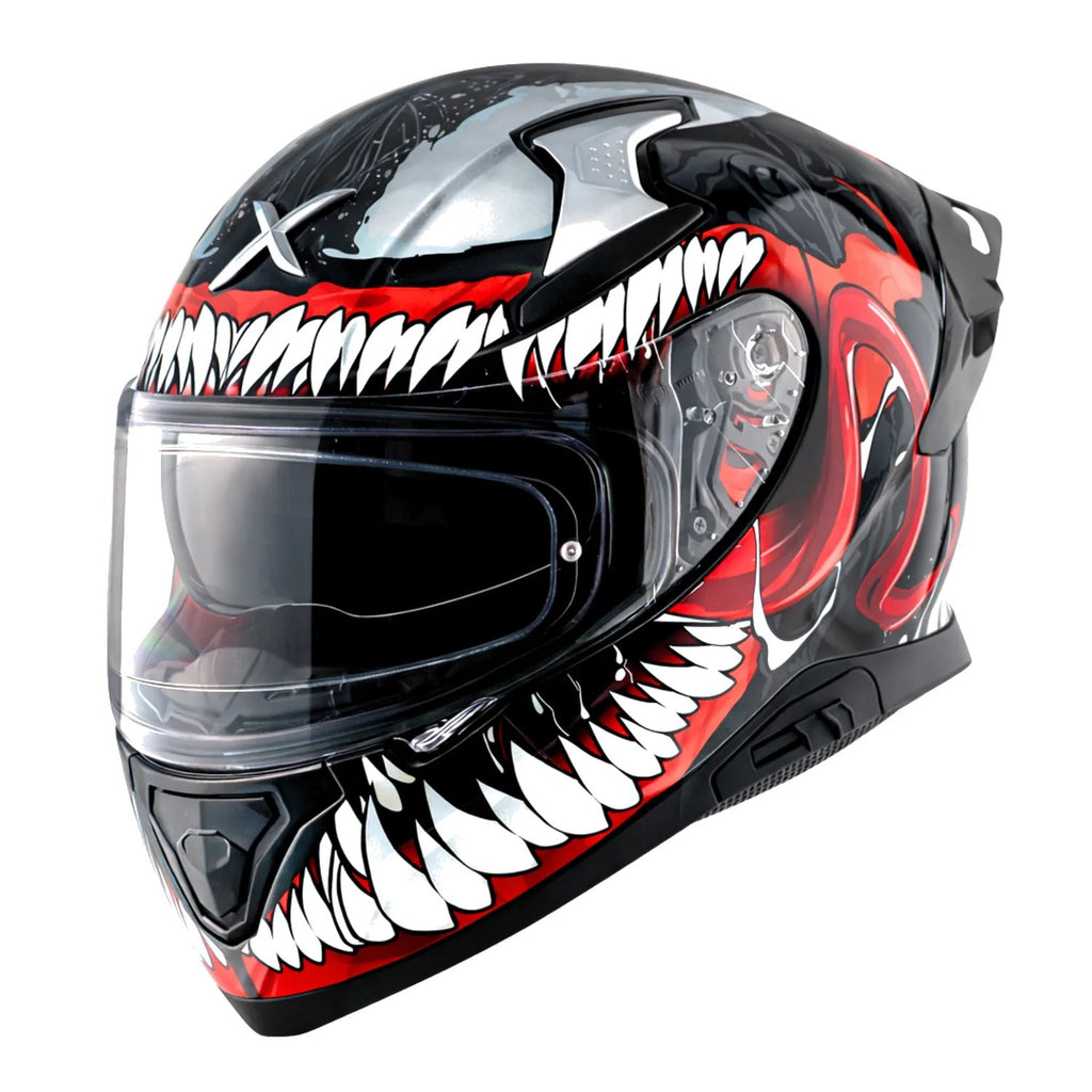 Apex Marvel Venom Helmet in dull black red, view 2