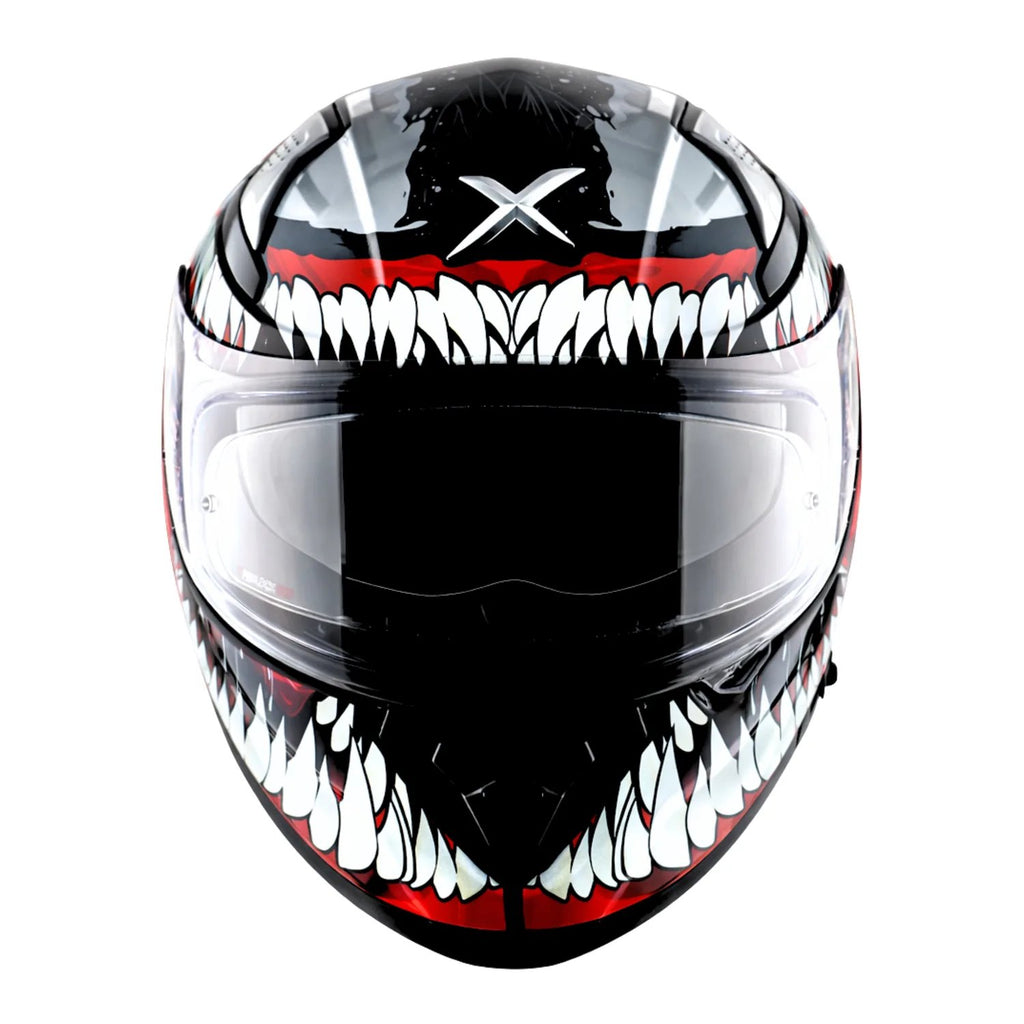 Apex Marvel Venom Helmet in dull black red, view 3