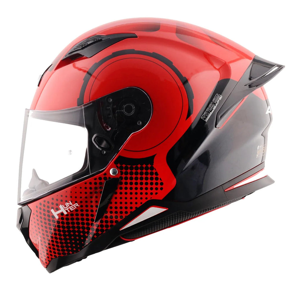 Hunter Spear Helmet in dull red black, view 1