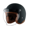 Axor Retro Jet Leather Helmet (Dull Black)