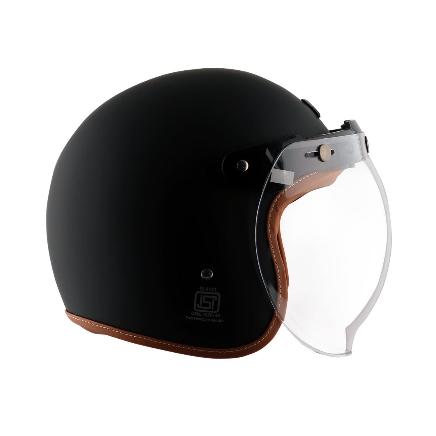 Axor Retro Jet Leather Helmet (Dull Black)