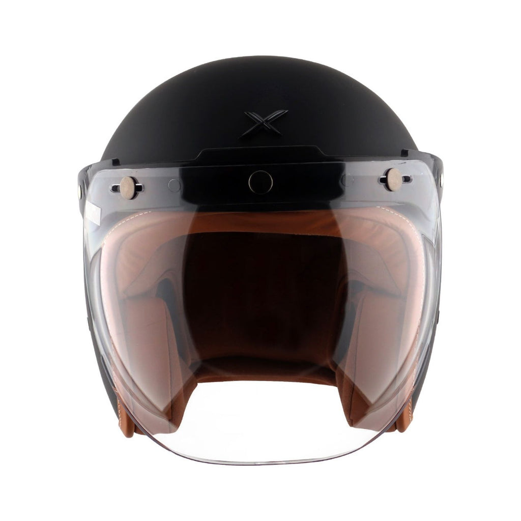 Axor Retro Jet Leather Helmet (Dull Black)