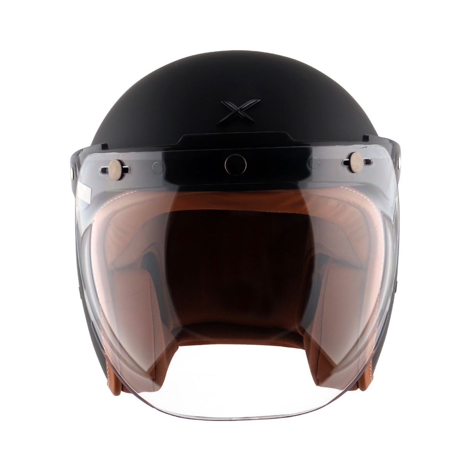 Axor Retro Jet Leather Helmet (Dull Black)