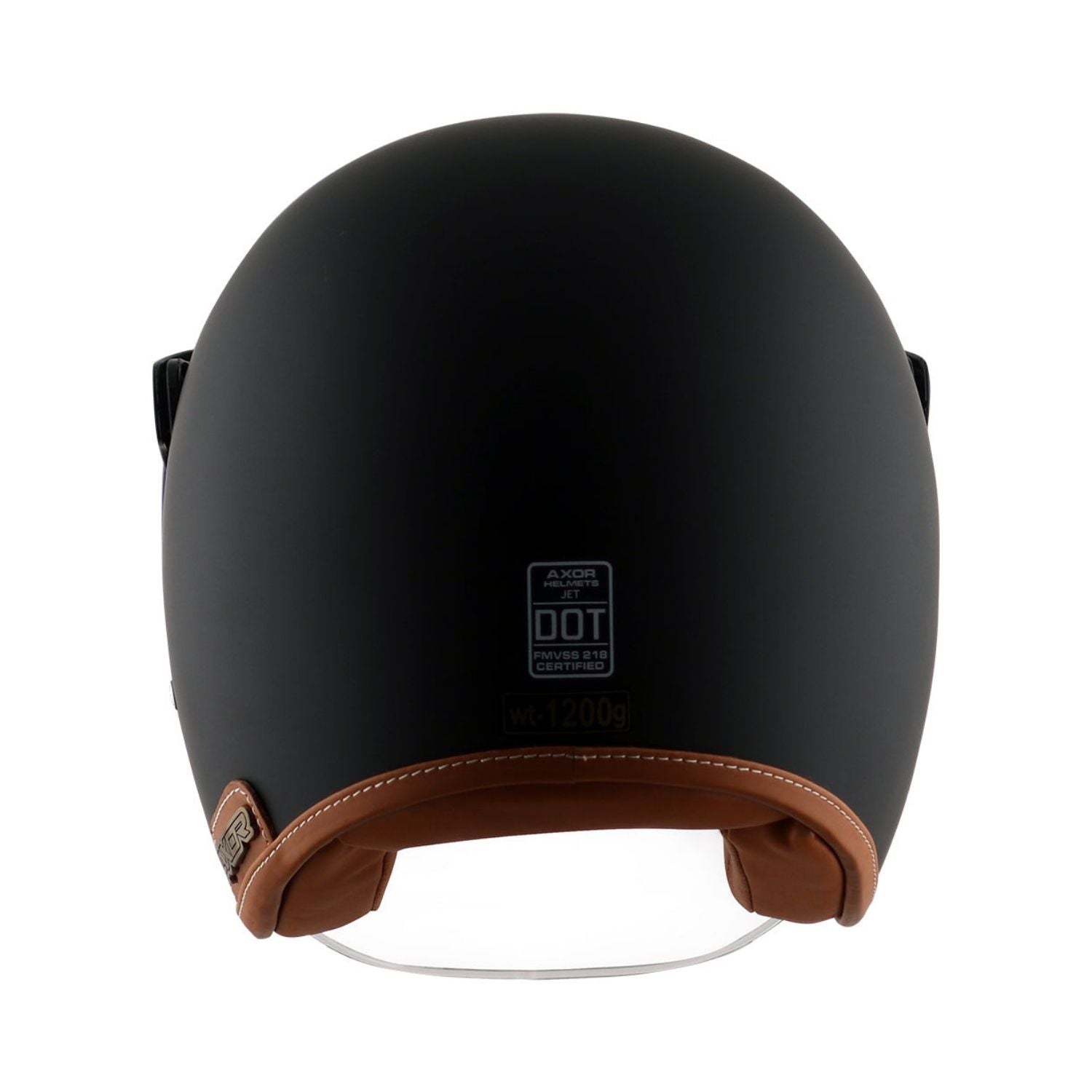 Axor Retro Jet Leather Helmet (Dull Black)