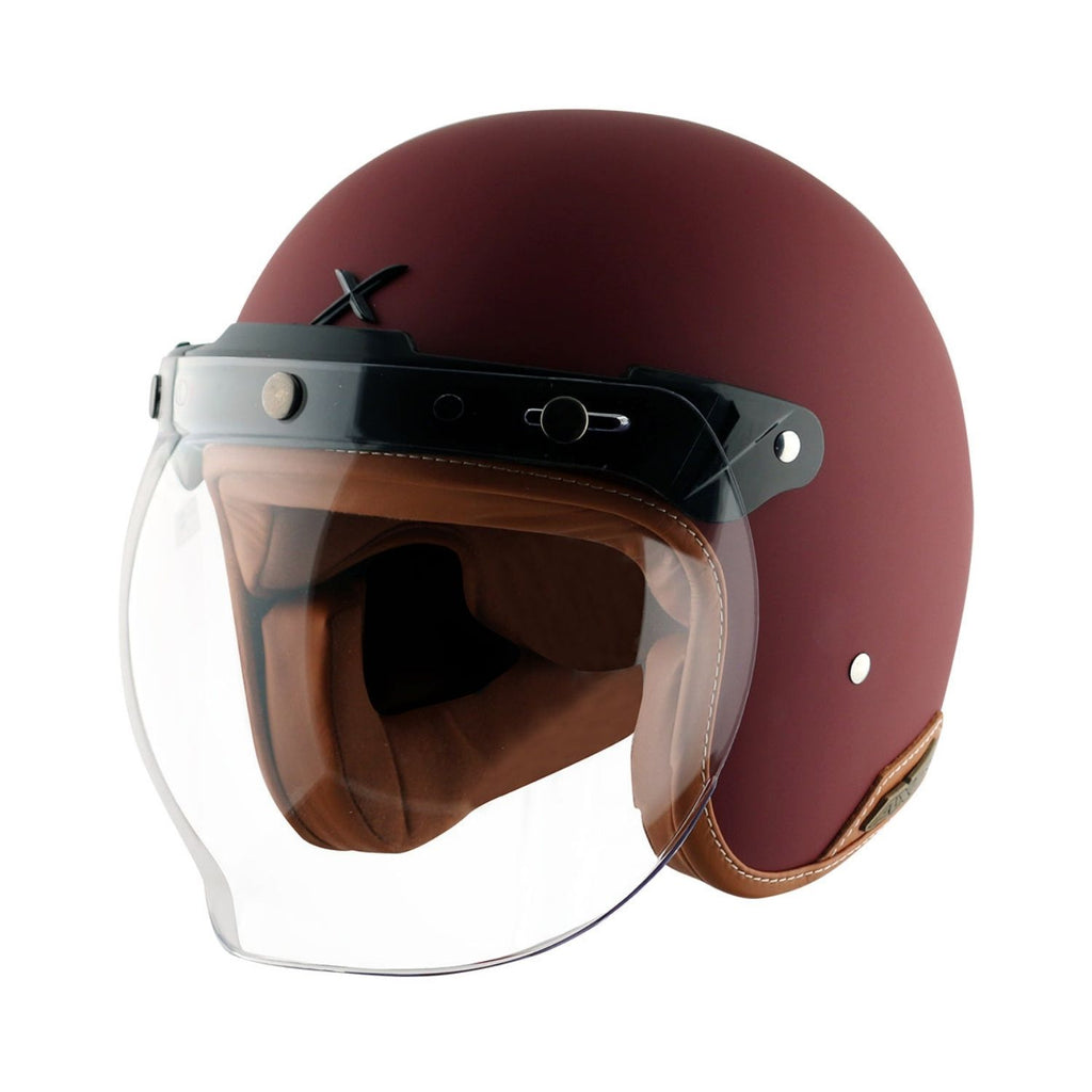 Axor Retro Jet Leather Helmet (Dull Chestnut Red)