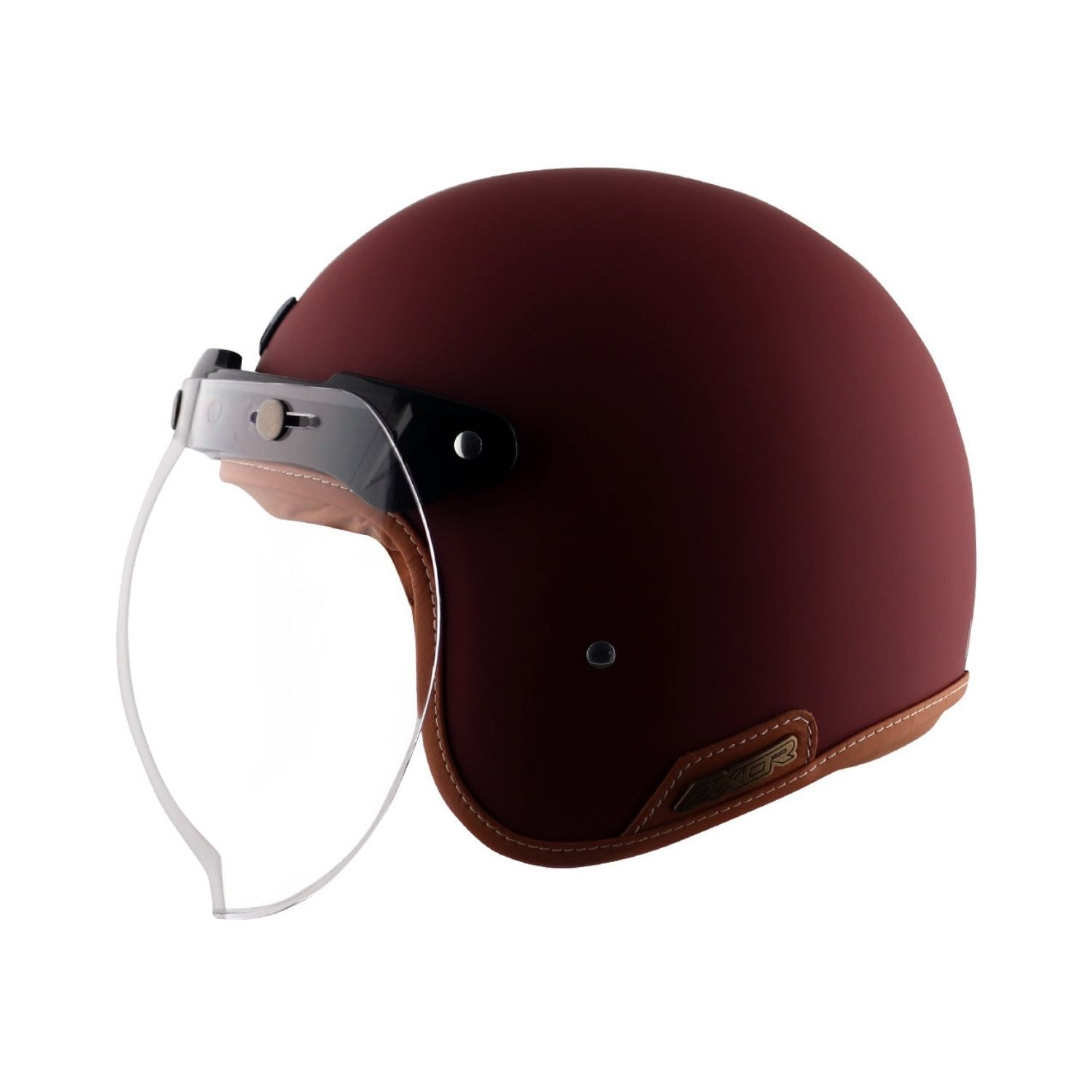 Axor Retro Jet Leather Helmet (Dull Chestnut Red)