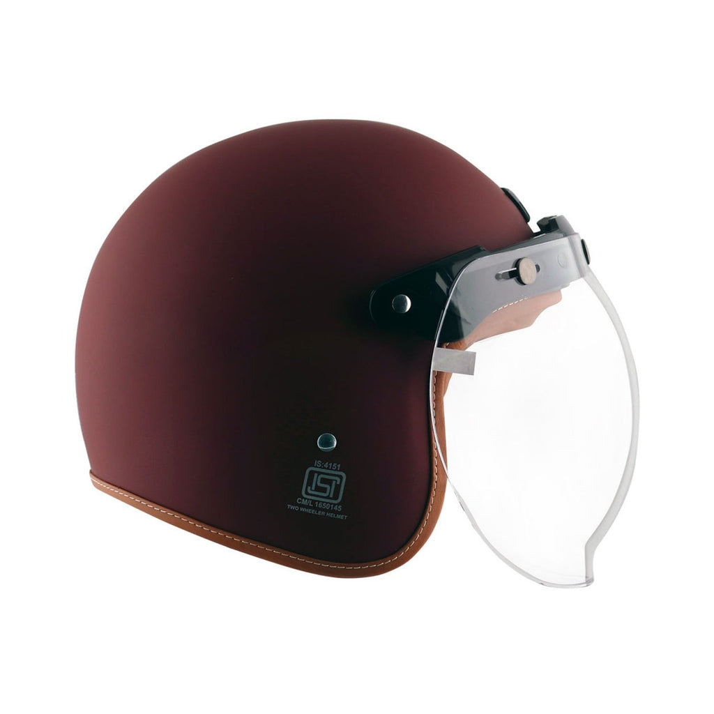 Axor Retro Jet Leather Helmet (Dull Chestnut Red)