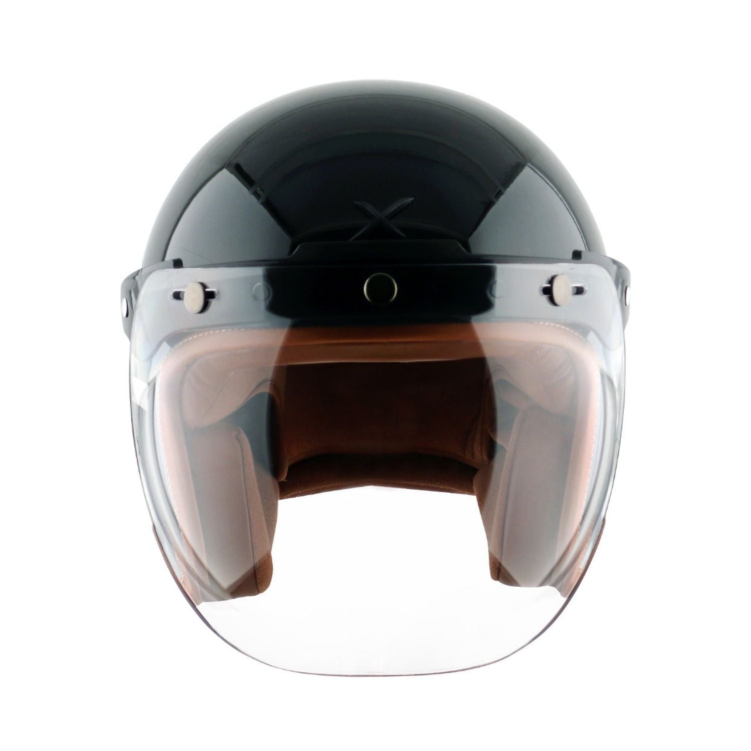 Axor Retro Jet Leather Helmet (Gloss Black)