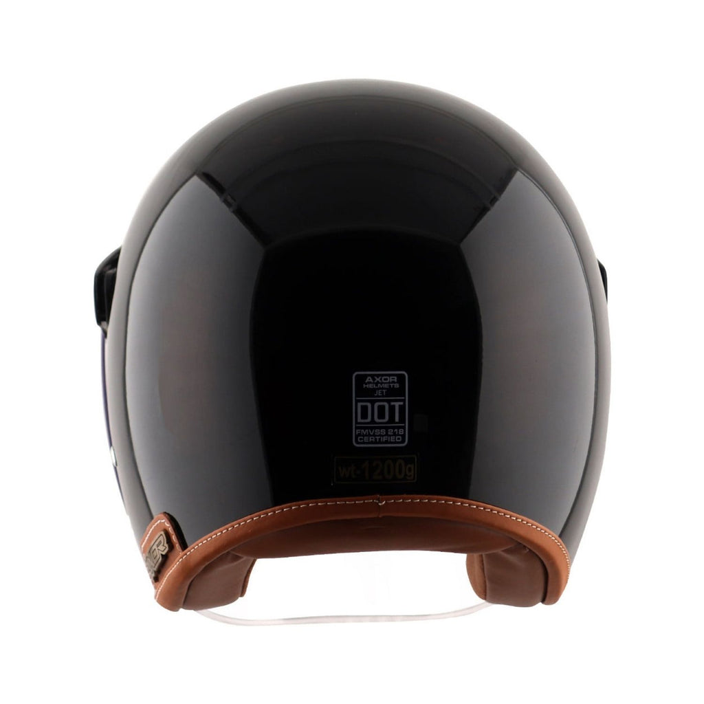 Axor Retro Jet Leather Helmet (Gloss Black)