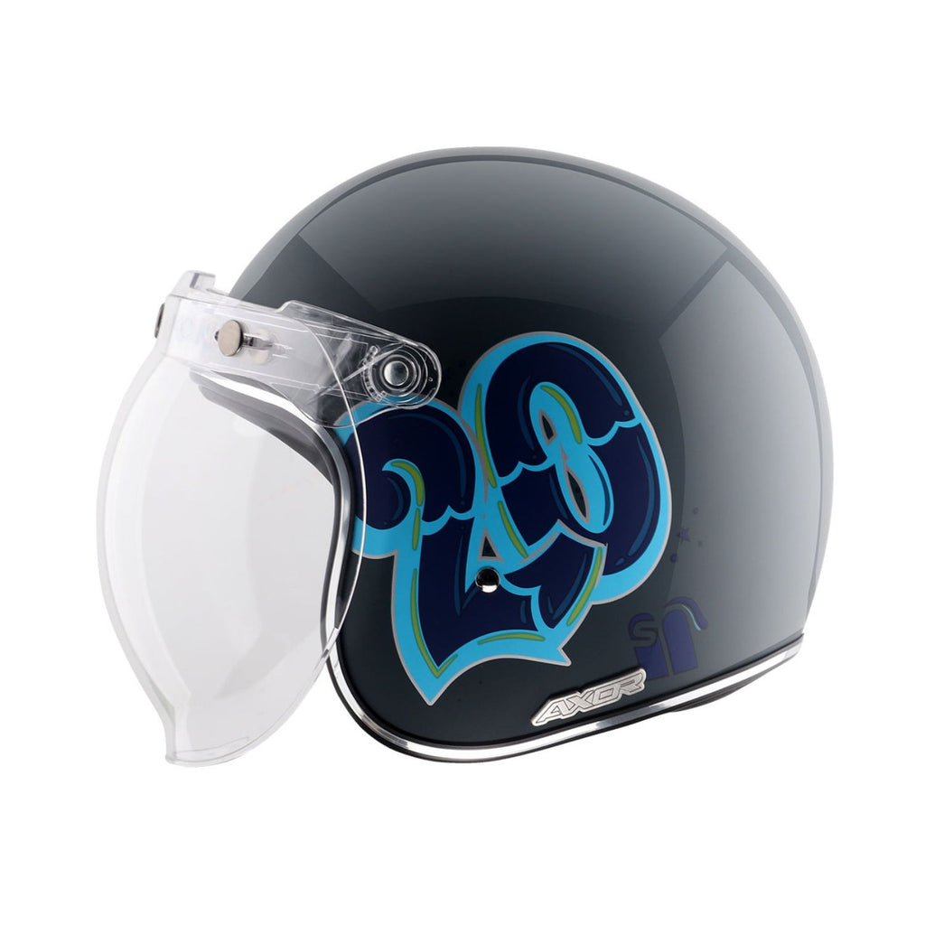 Axor Retro Jet Sportz C13 Helmet (Grey Blue)