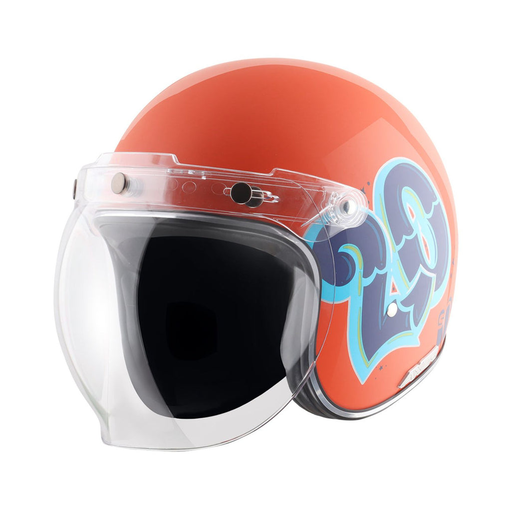 Axor Retro Jet Sportz C13 Helmet (Orange Blue)