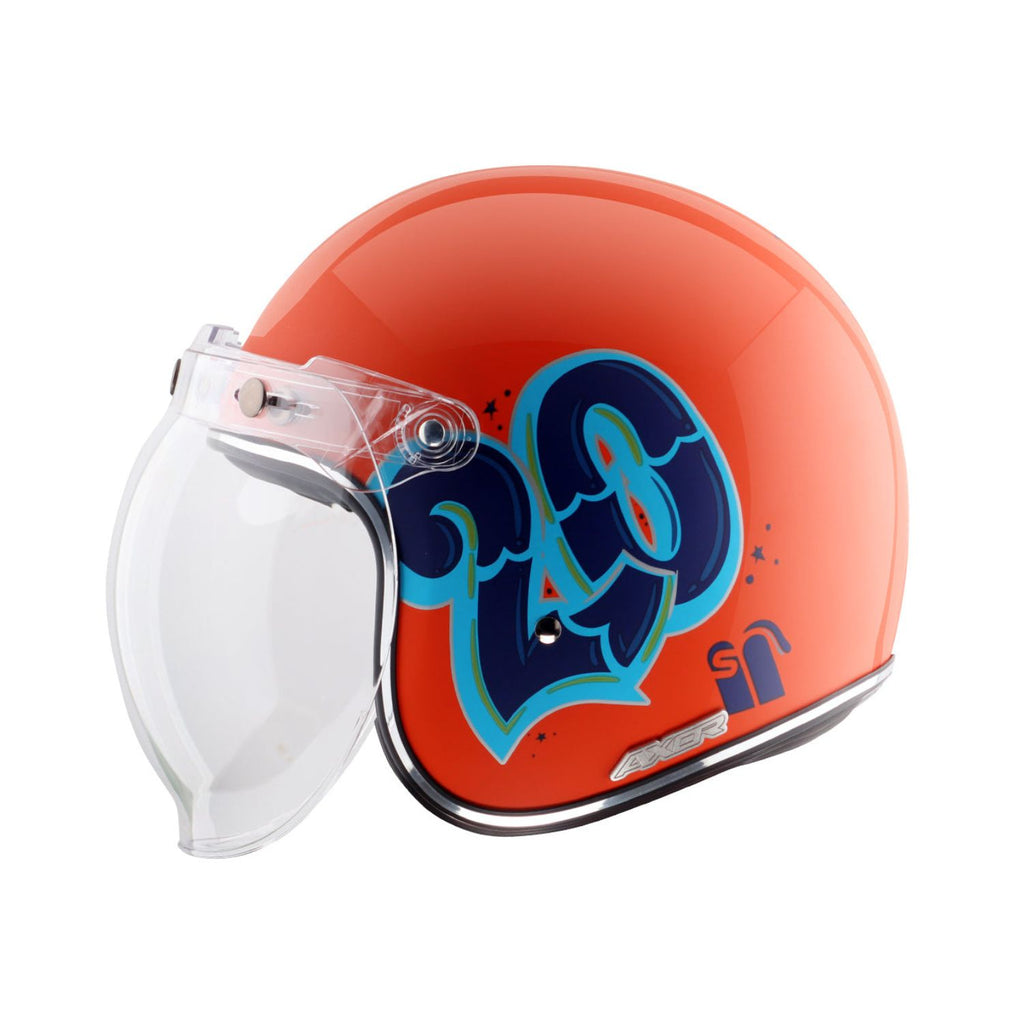 Axor Retro Jet Sportz C13 Helmet (Orange Blue)