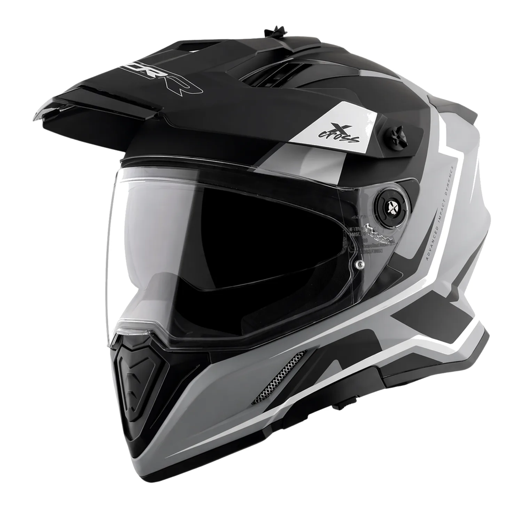 X-Cross Dual Visor Flagstaff Helmet in dull nardo grey black, view 1