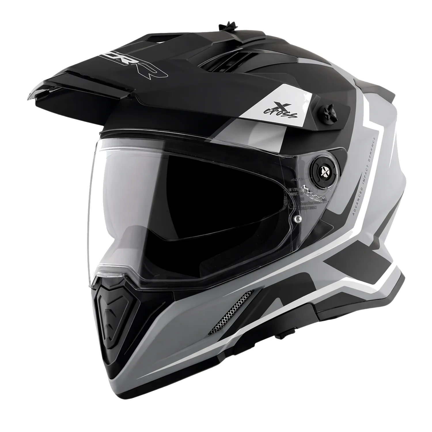 X-Cross Dual Visor Flagstaff Helmet in dull nardo grey black, view 1