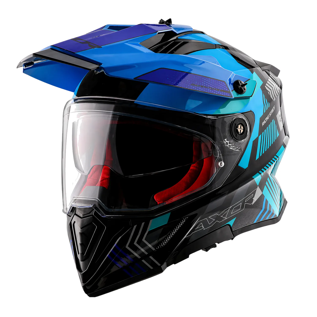 X-Cross Dual Visor Gambling Helmet in black blue, view 1