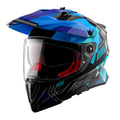 X-Cross Dual Visor Gambling Helmet in black blue, view 1
