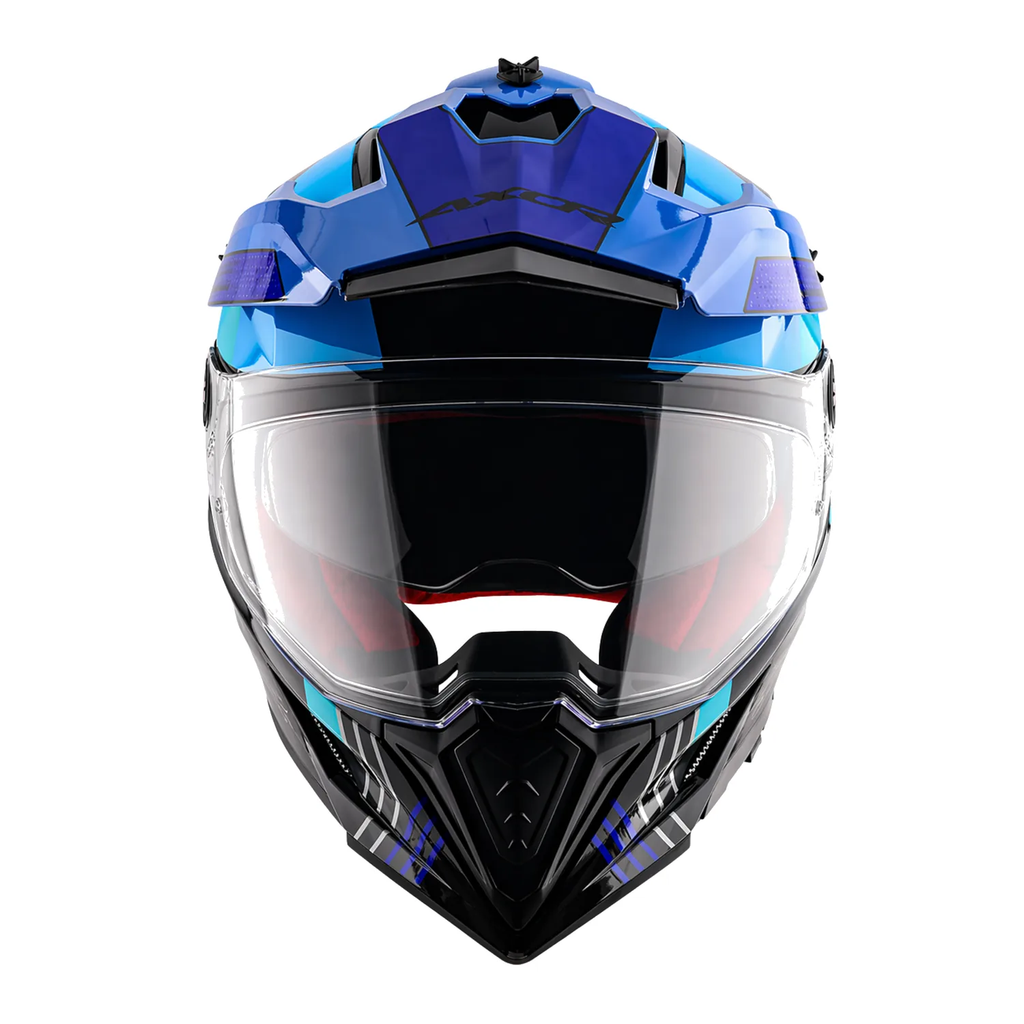 X-Cross Dual Visor Gambling Helmet in black blue, view 2