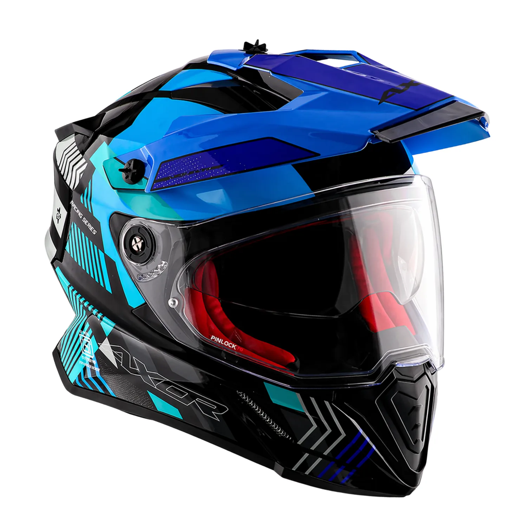 X-Cross Dual Visor Gambling Helmet in black blue, view 3