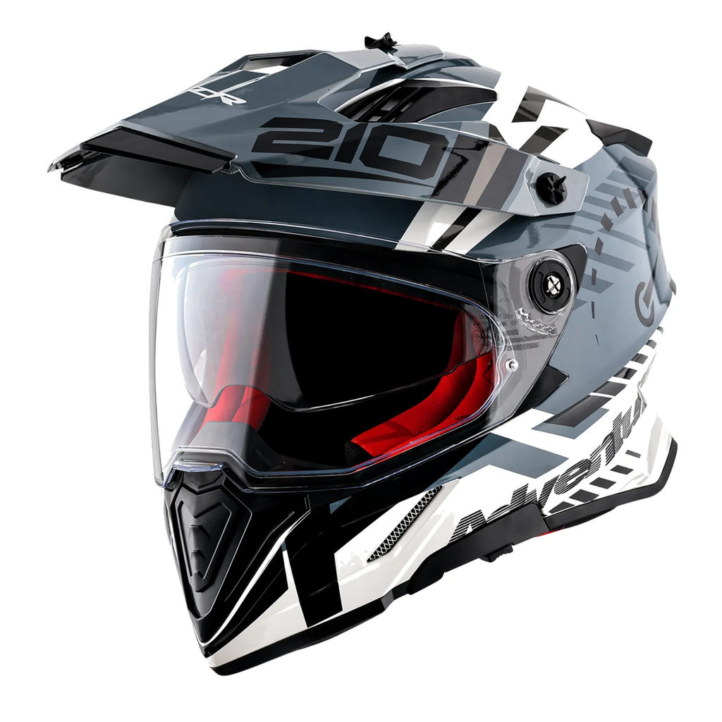 X-Cross Dual Visor Speedometer Helmet in white grey, view 1