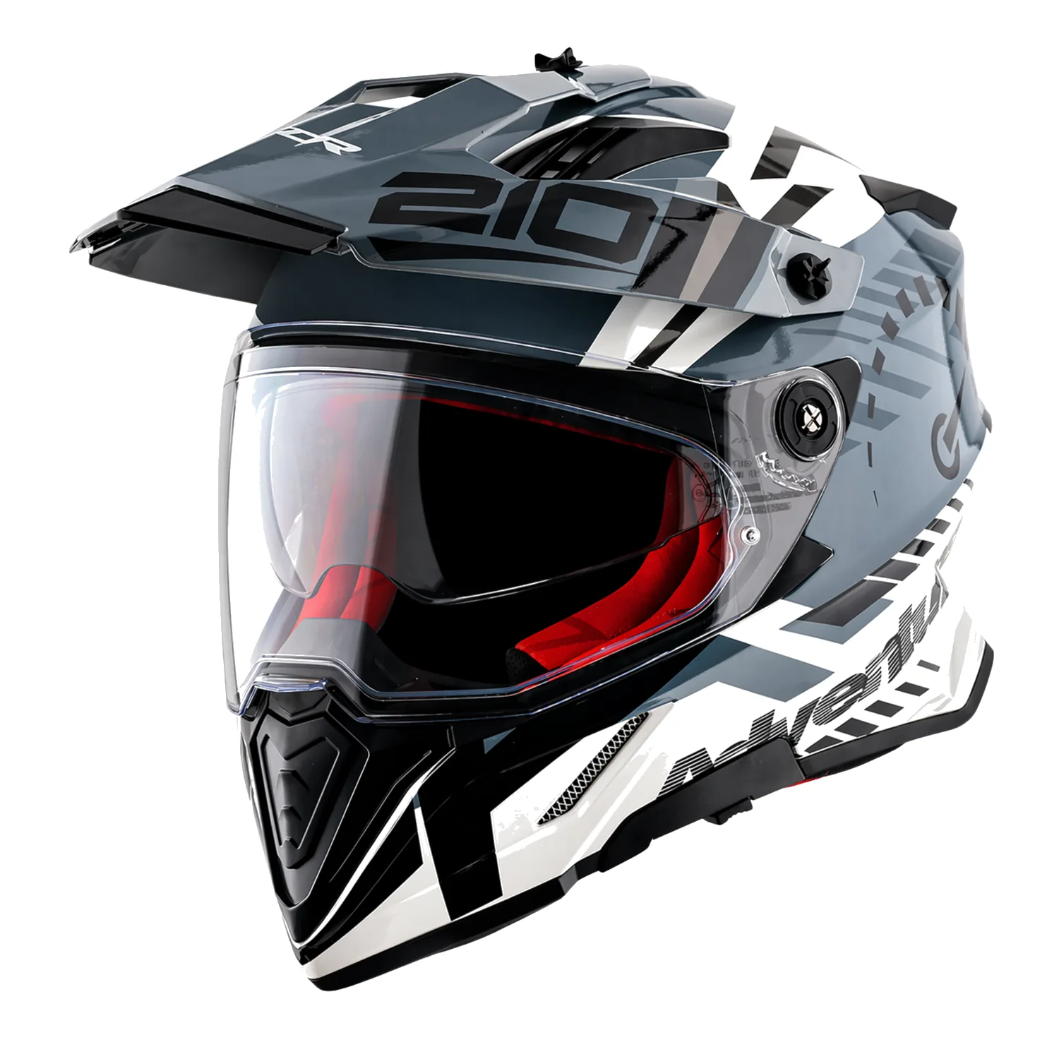 X-Cross Dual Visor Speedometer Helmet in white grey, view 1