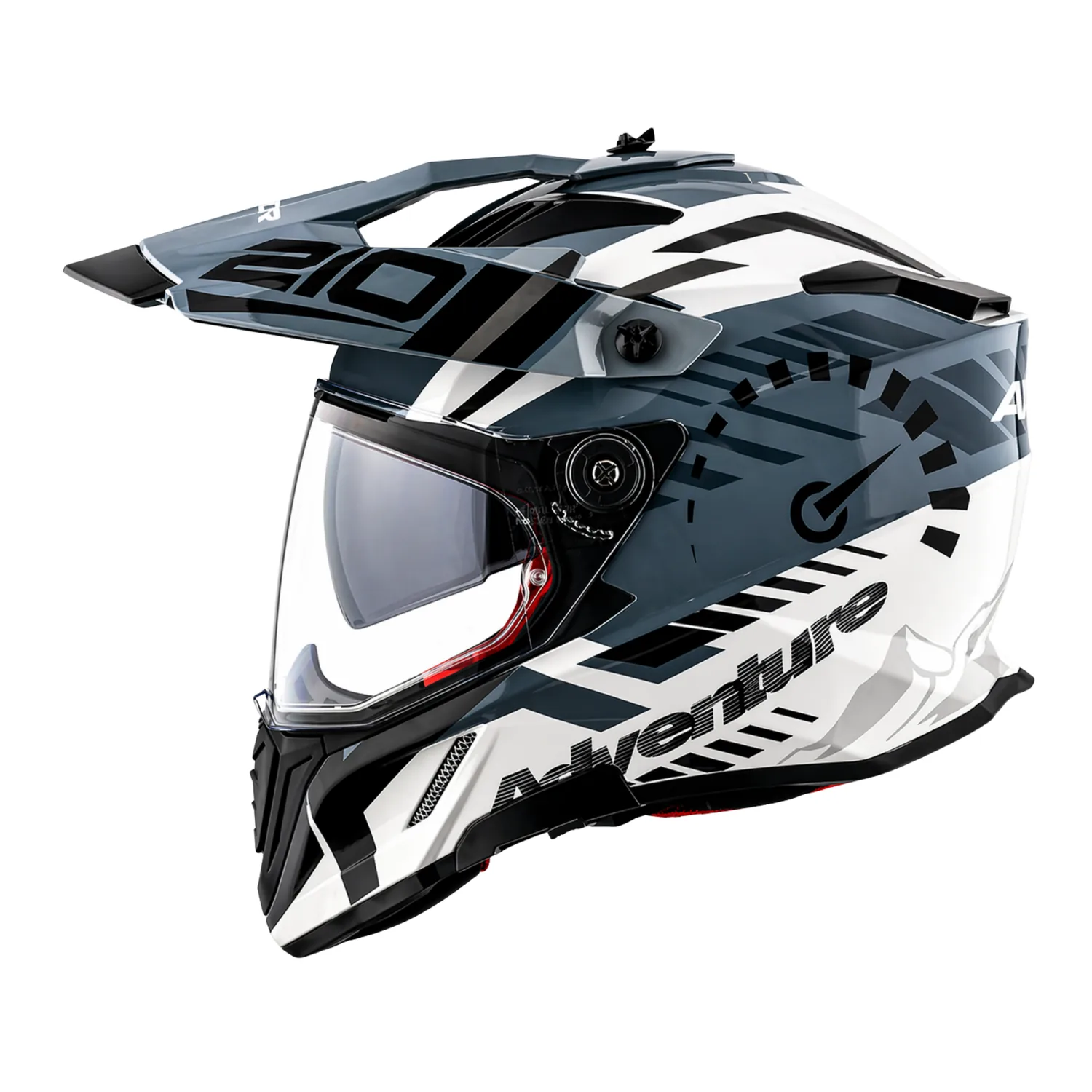 X-Cross Dual Visor Speedometer Helmet in white grey, view 3