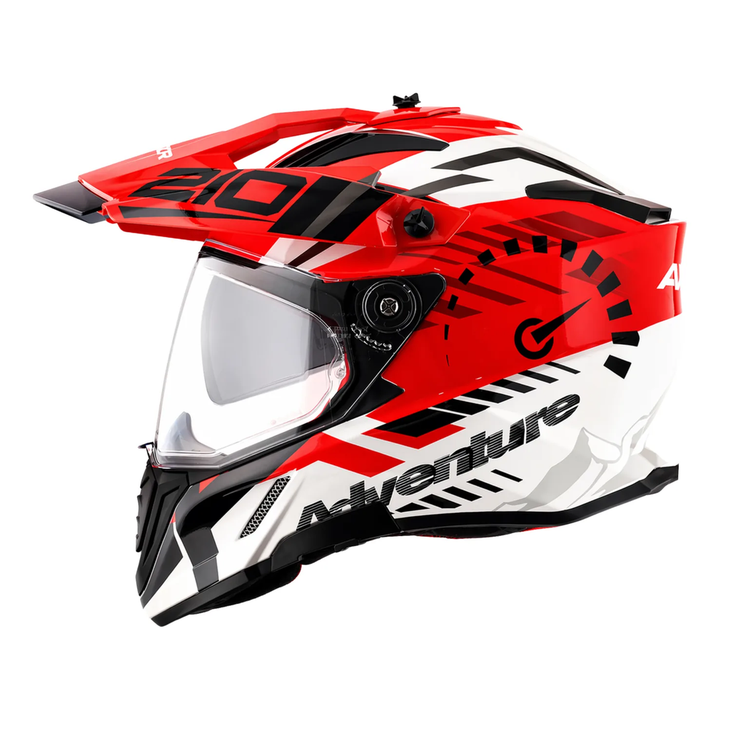 X-Cross Dual Visor Speedometer Helmet in white red, view 3