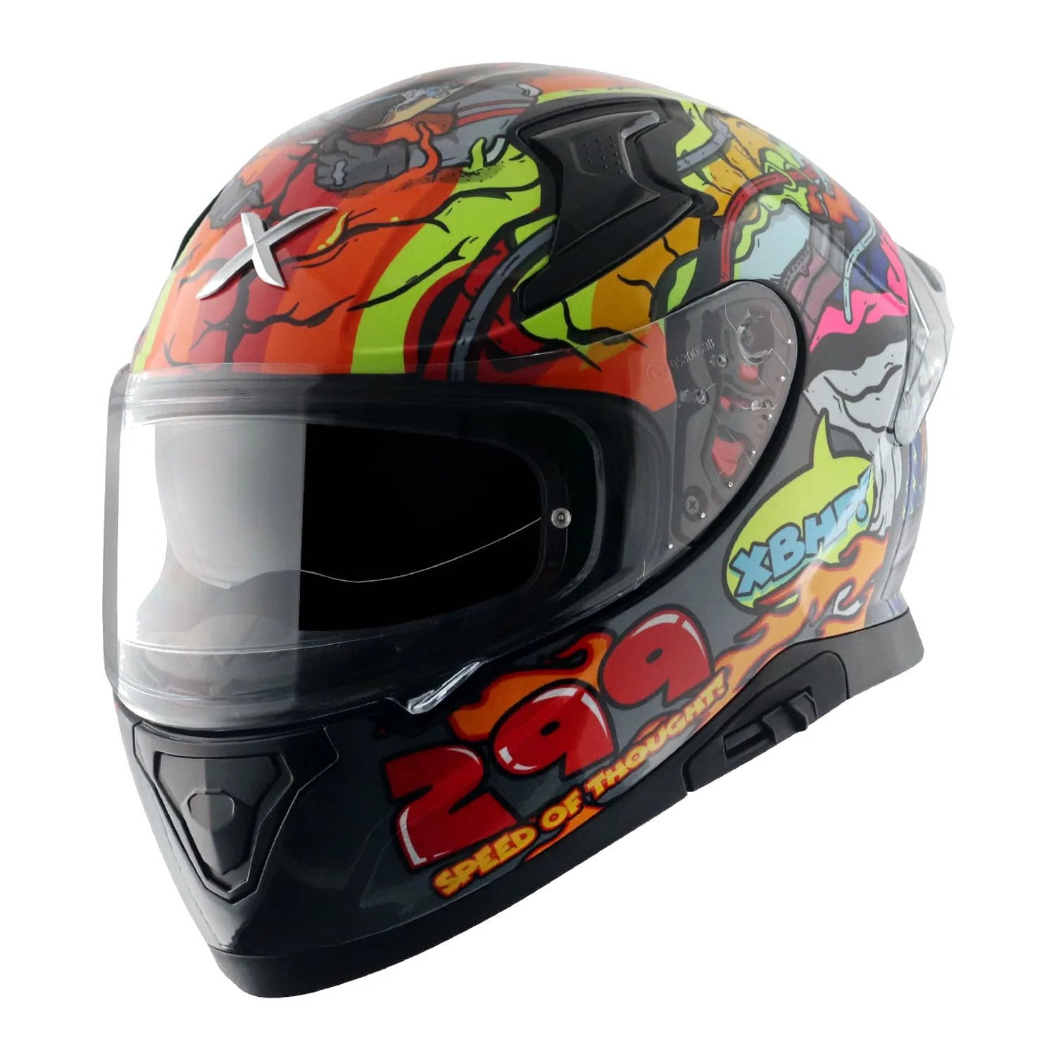 Axor xBhp Speed of Thought Helmet in neon yellow blue, view 2