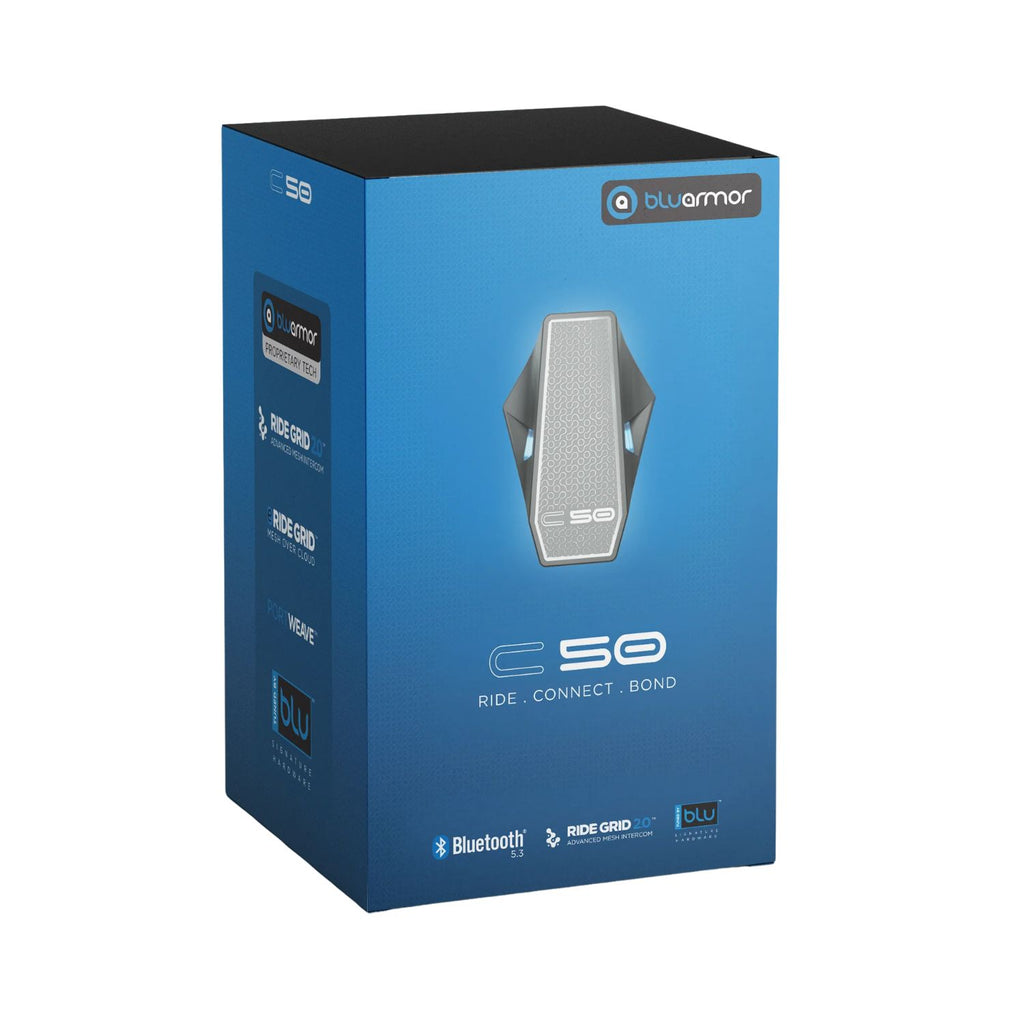 Bluetooth C50 packaging box with product image and printed features