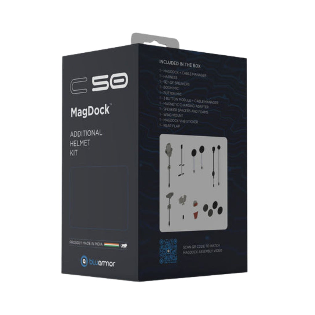 MagDock Additional Helmet Kit (C50 Series) box back with included parts diagram