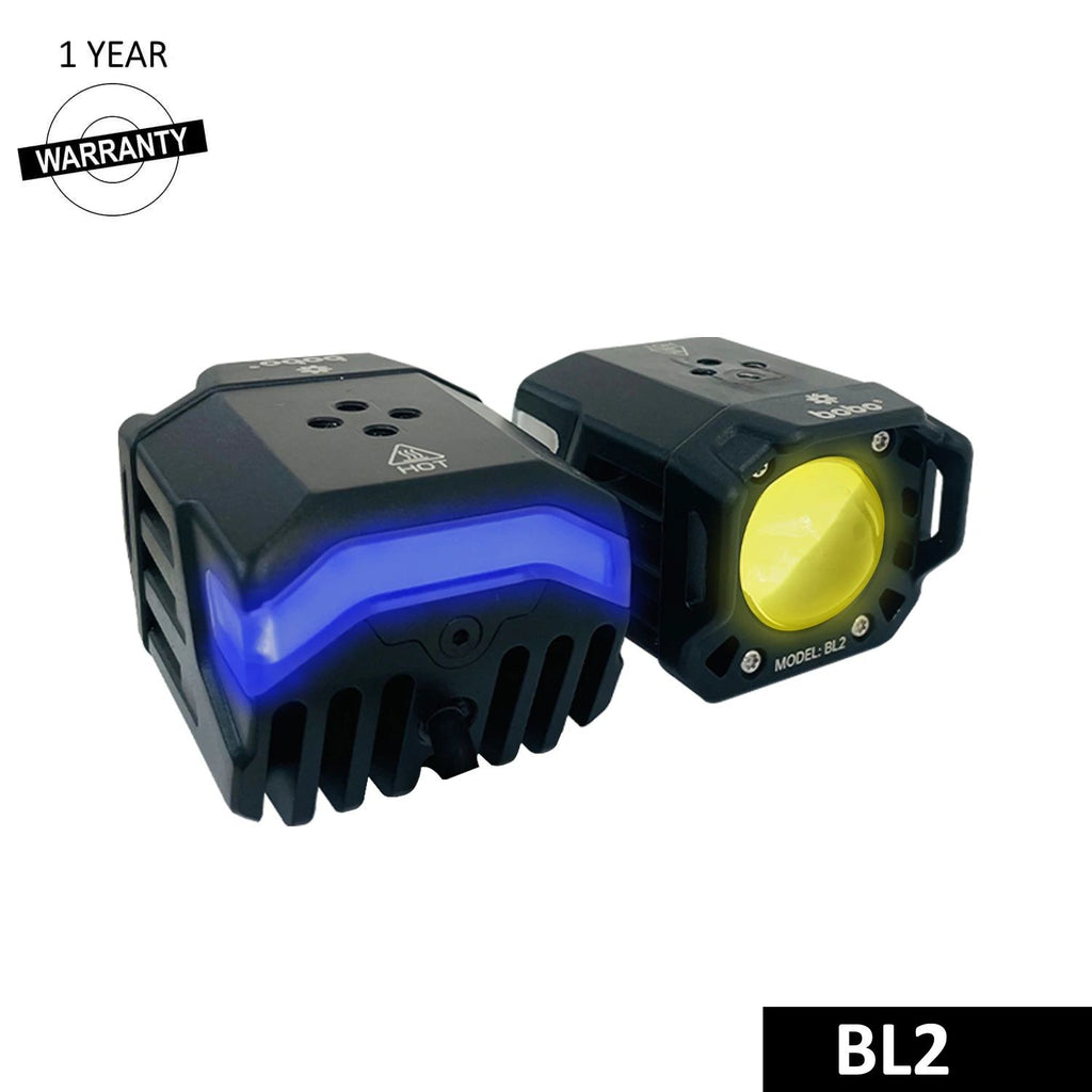 Bobo BL2 90W LED auxiliary light pair, black housings with blue and amber LEDs