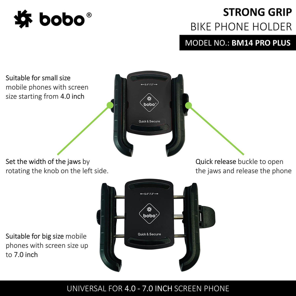 BM14 Pro Plus Handyhalter mit verstellbaren Klemmen für 4.0–7.0 Zoll Geräte