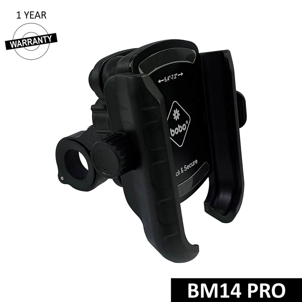 Bobo BM14 Pro bike phone holder, black clamp mount with secure cradle