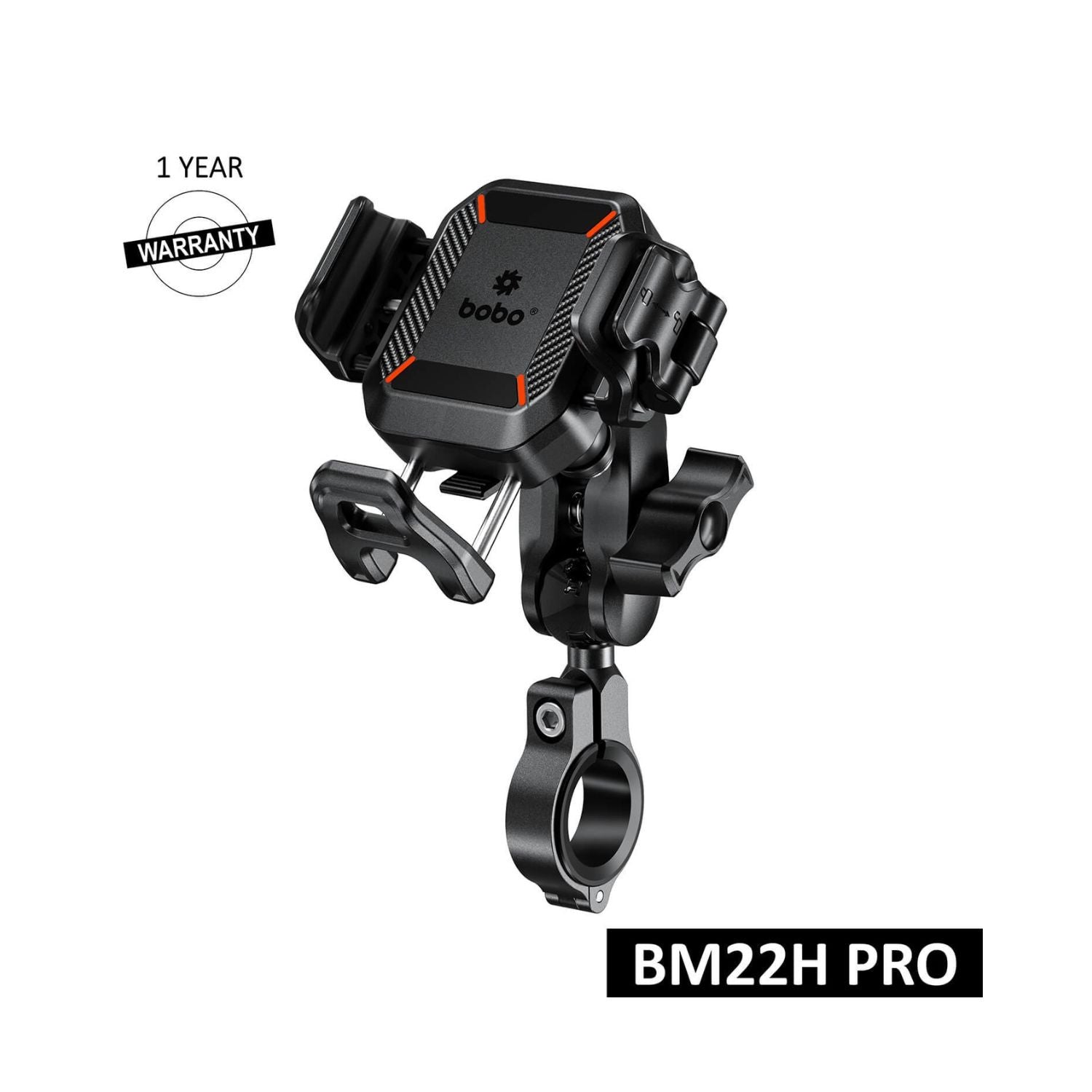 Bobo BM22H Pro phone holder for bike with ball joint and handlebar clamp, black