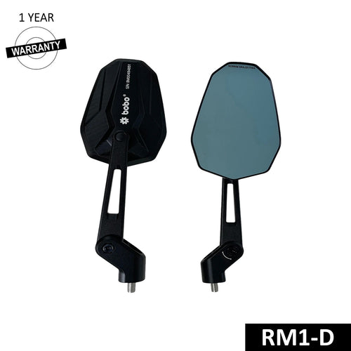 Bobo RM1-D rearview mirror pair, black frame and blue-tinted octagon glass