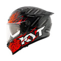 KYT Striker 2V antracite helmet with clear visor and red flame graphics, size M