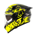 KYT Striker 2V helmet, gloss black & yellow neon splatter, open clear visor (XL)