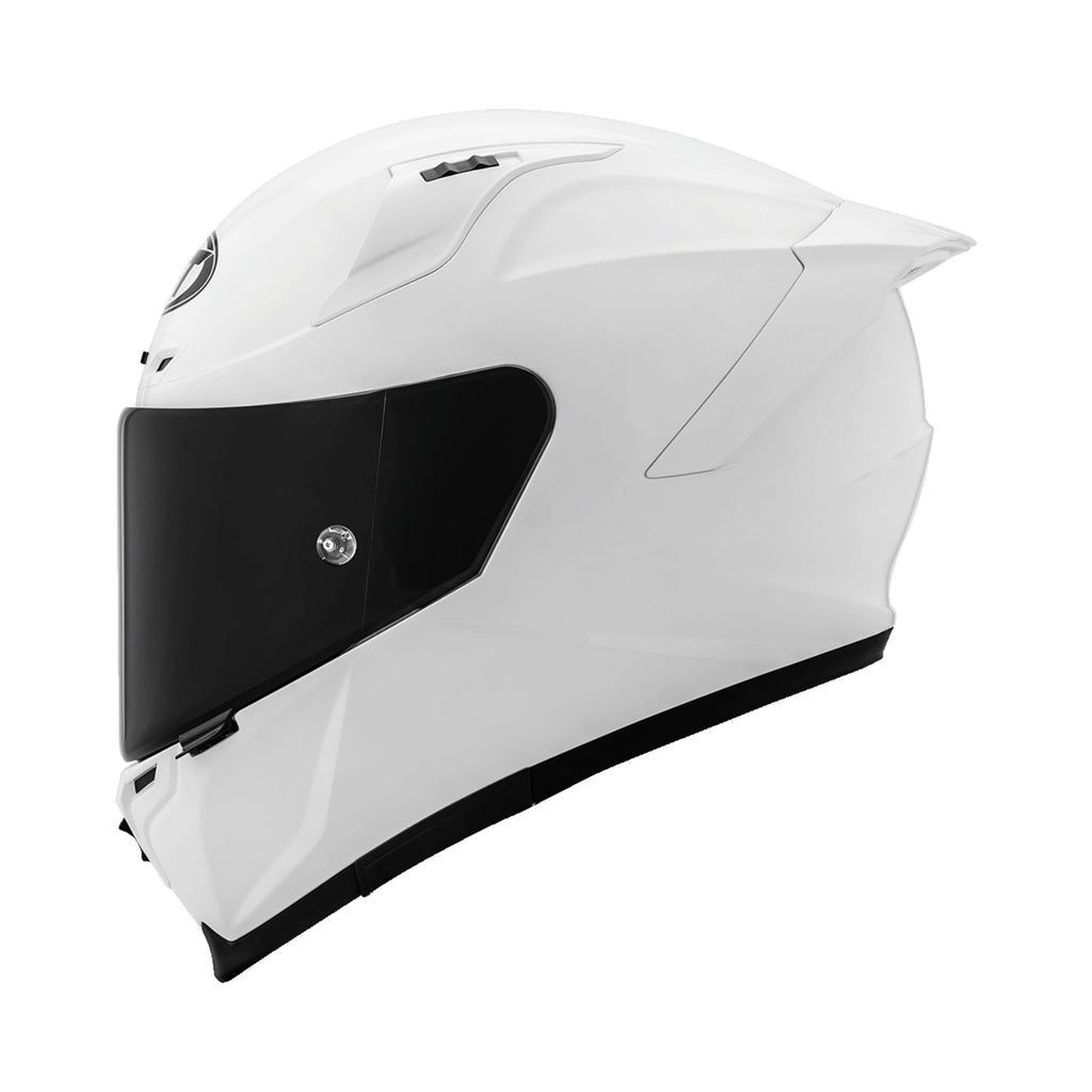 Gloss white KYT Striker 2V full-face helmet with black visor, size M