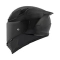 KYT Striker 2V matt black helmet, side view with vents and chin strap
