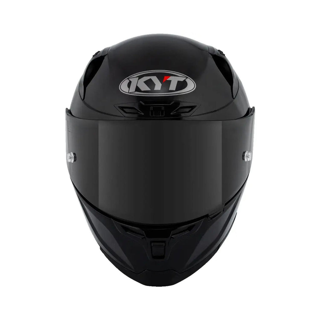 Striker 2V matt black helmet, front view with KYT emblem and visor