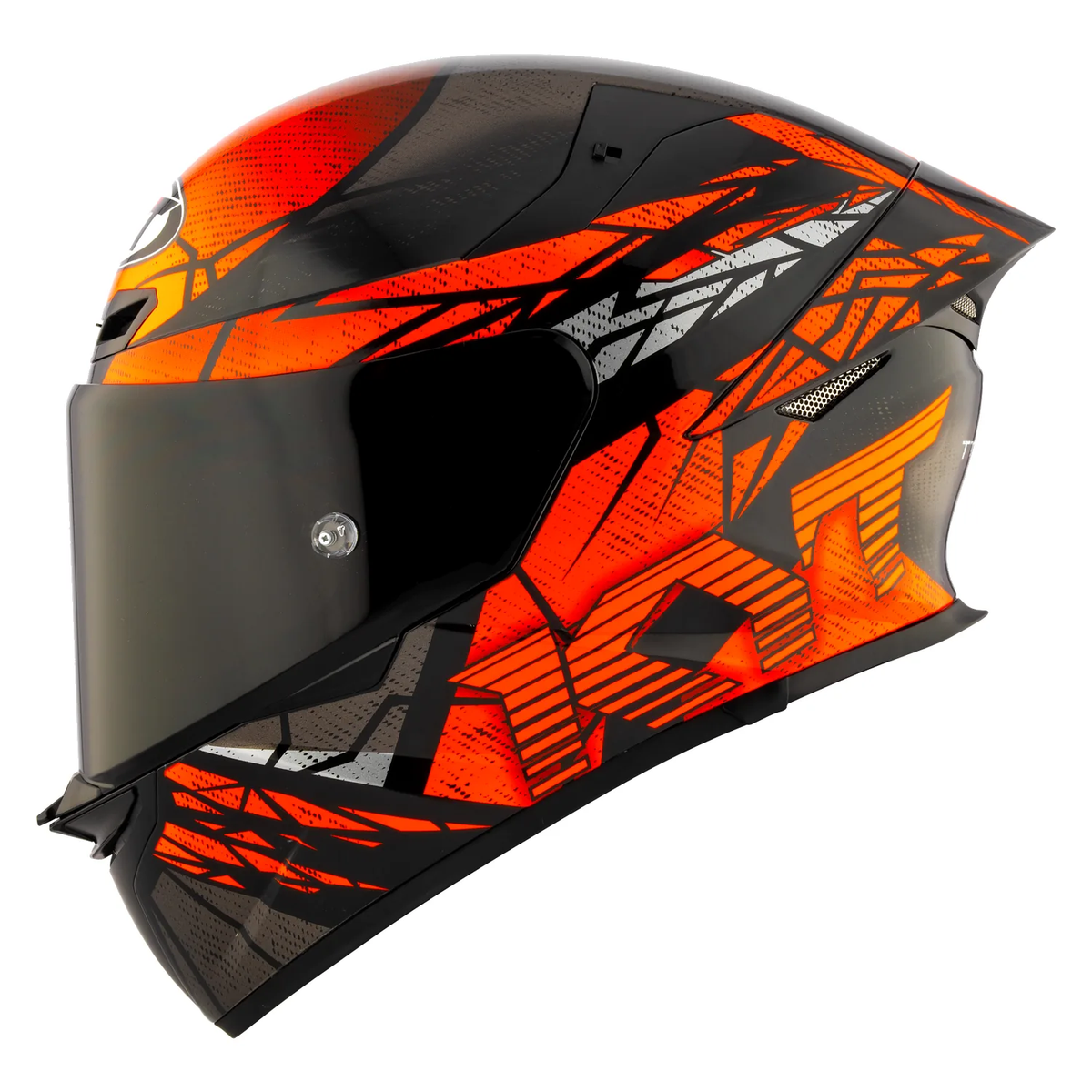 KYT TT Revo Combustion Black Orange Gloss Helmet in orange, view 1