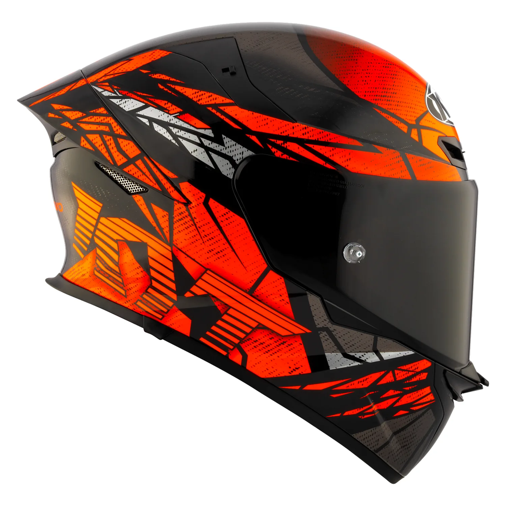 KYT TT Revo Combustion Black Orange Gloss Helmet in orange, view 2