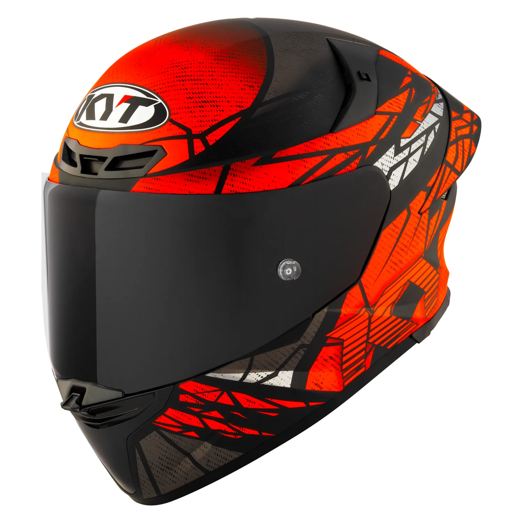 KYT TT Revo Combustion Black Orange Gloss Helmet in orange, view 3