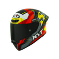 KYT TT Revo Flux Gloss helmet (S), glossy red yellow black graphics with dark visor