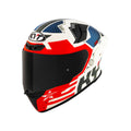 KYT Helm TT Revo Fuselage, glänzend rot-schwarz, Frontansicht mit Grafik