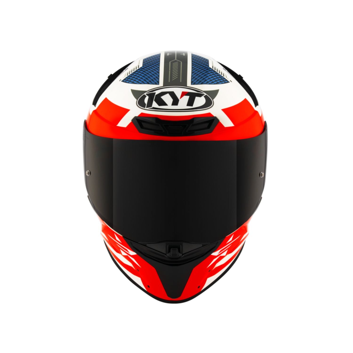 TT Revo Fuselage Helm, glänzend rot-schwarz, Stirnansicht mit KYT-Logo